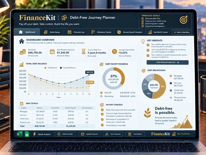 Debt-Free Journey Planner dashboard mockup