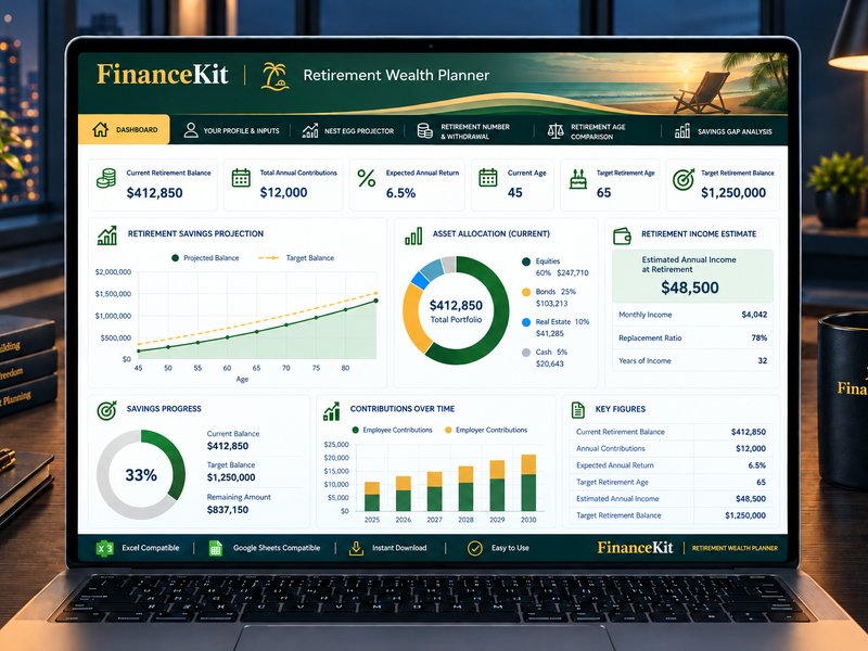 Retirement Wealth Planner dashboard mockup